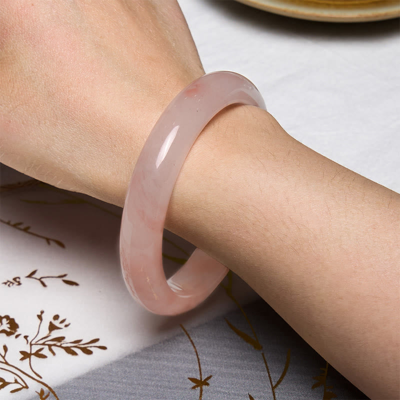 Buddha Stones Pink Golden Silk Jade Wealth Luck Bracelet Bangle - image 5