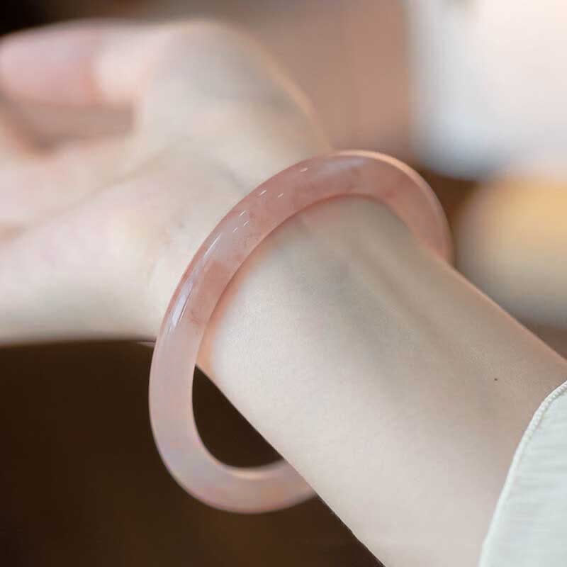 Buddha Stones Pink Golden Silk Jade Wealth Luck Bracelet Bangle - image 10