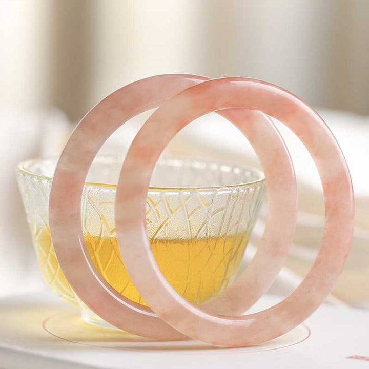 Buddha Stones Pink Golden Silk Jade Wealth Luck Bracelet Bangle - image 9