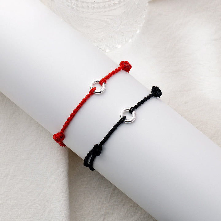 Buddha Stones 925 Sterling Silver Peace Buckle Luck String Braid Rope Anklet - image 15