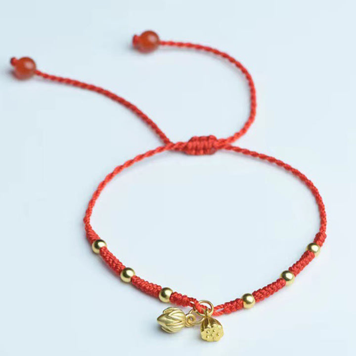 Buddha Stones Lotus Pod Charm Luck String Rope Anklet - image 3