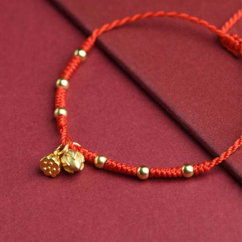 Buddha Stones Lotus Pod Charm Luck String Rope Anklet - image 2