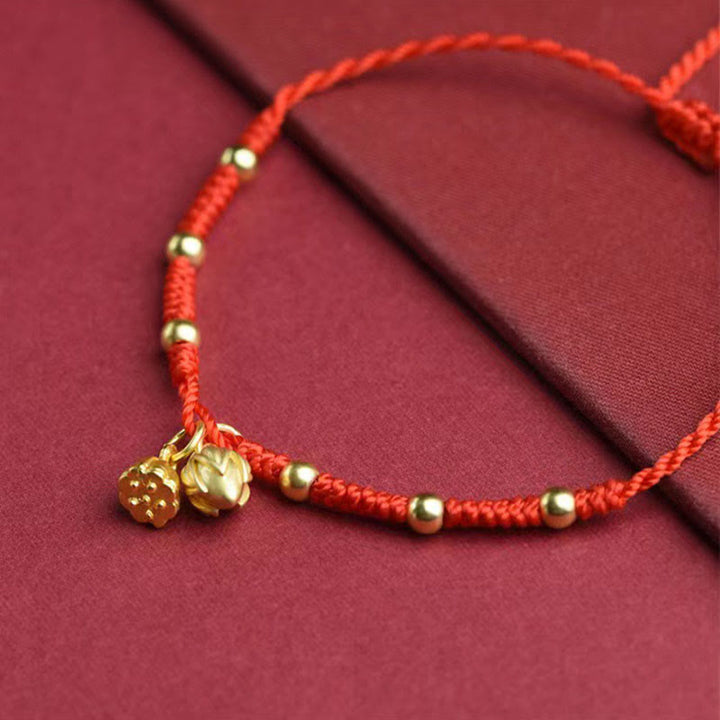 Buddha Stones Lotus Pod Charm Luck String Rope Anklet - image 2