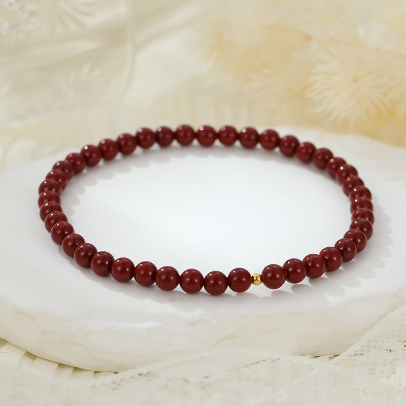 Buddha Stones 925 Sterling Silver Cinnabar Beads Blessing Anklet - 6mm Cinnabar(Circumference 26cm) - image 12
