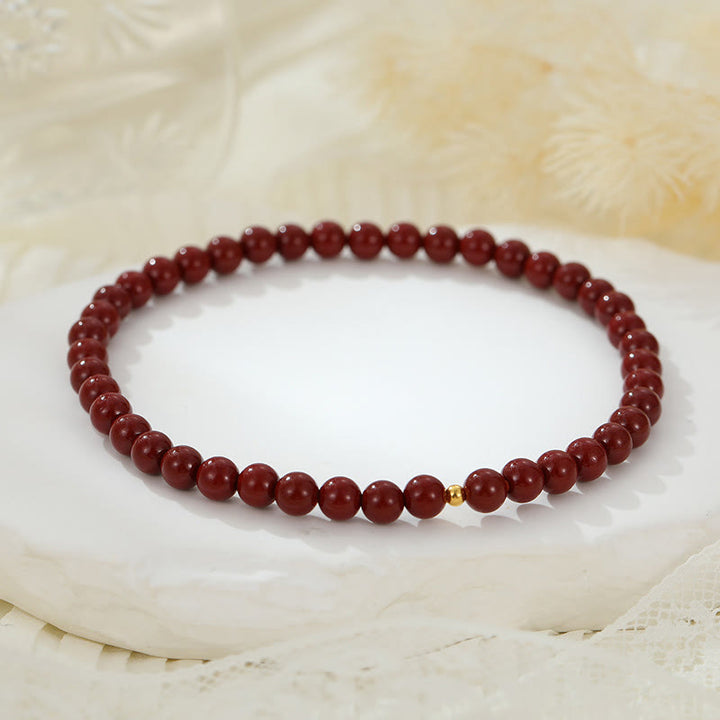 Buddha Stones 925 Sterling Silver Cinnabar Beads Blessing Anklet - 6mm Cinnabar(Circumference 26cm) - image 12
