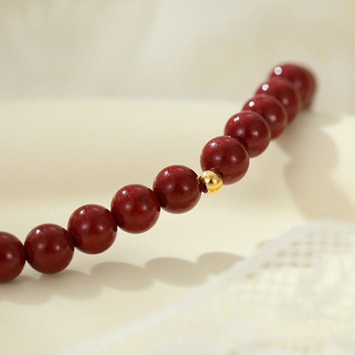 Buddha Stones 925 Sterling Silver Cinnabar Beads Blessing Anklet - image 4