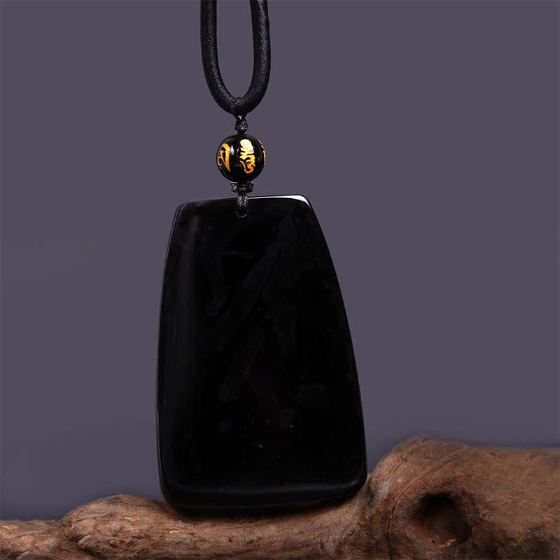 Buddha Stones Black Obsidian Dragon Carved Luck Protection Necklace Pendant - image 12