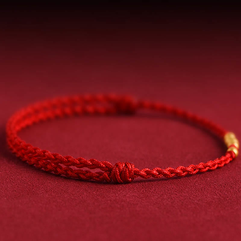 Buddha Stones 999 Gold Beads Luck Braided Protection Couple Bracelet - image 7