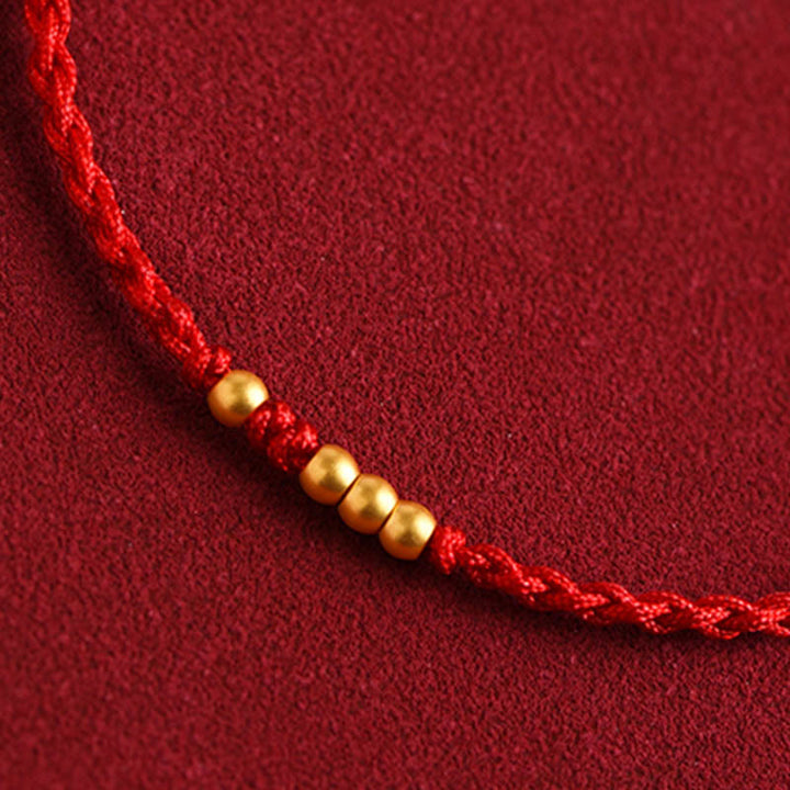Buddha Stones 999 Gold Beads Luck Braided Protection Couple Bracelet - image 4