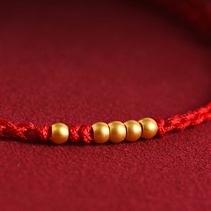 Buddha Stones 999 Gold Beads Luck Braided Protection Couple Bracelet - image 14