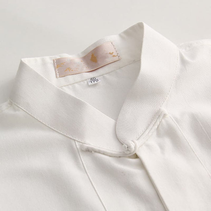 Buddha Stones Chinese Frog-Button Tang Suit Men's Short Sleeve Cotton Shirt With Pockets - image 2