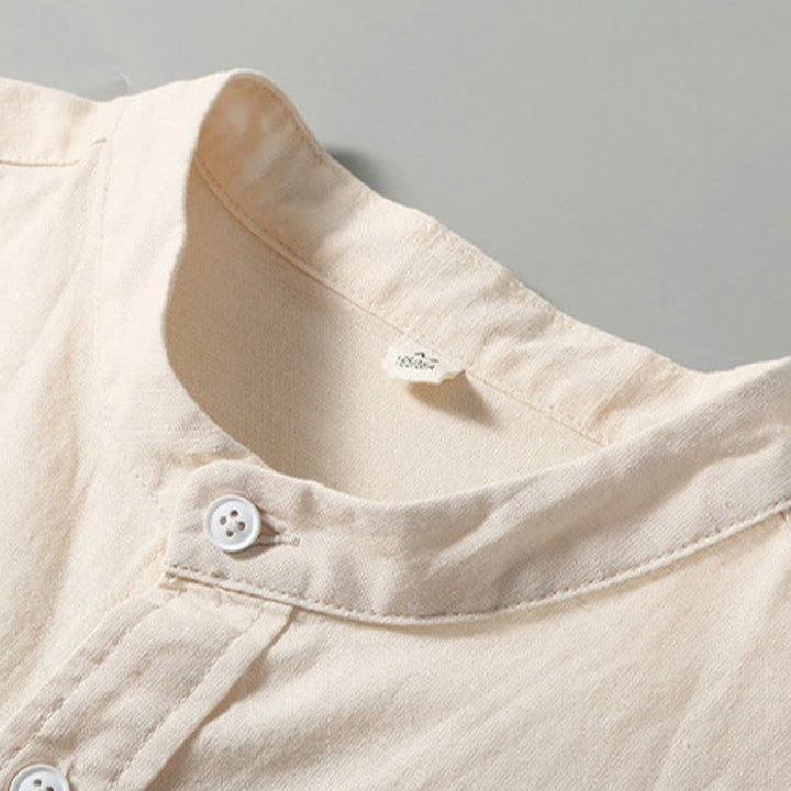 Buddha Stones Summer Men's Short Sleeve Button Down Cotton Linen Shirt - image 7