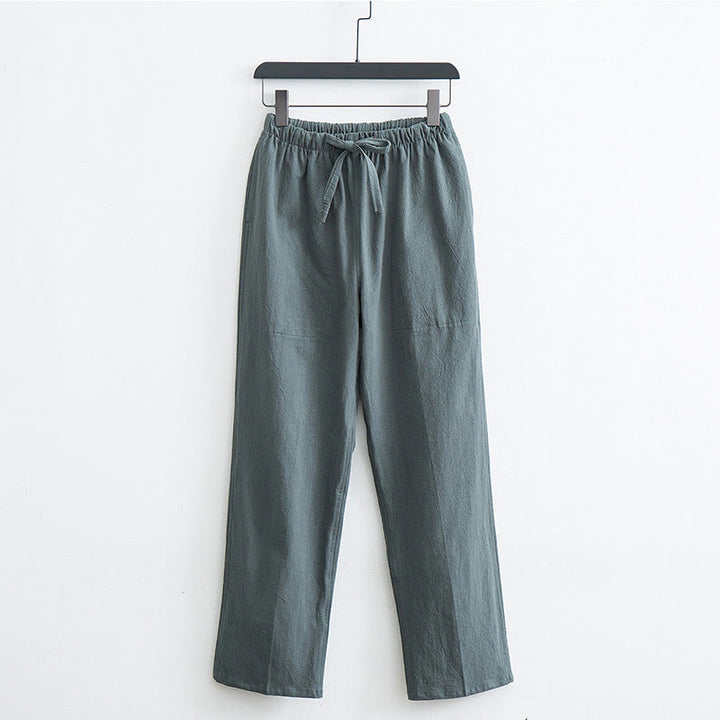 Buddha Stones Men's Solid Color Cotton Linen Casual Drawstring Pants With Pockets - DarkSeaGreen - US/UK/AU44，EU54 (4XL)  - image 11
