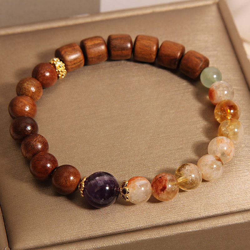 Buddha Stones Sandalwood Rosewood Citrine Protection Bracelet - Sandalwood Rosewood Citrine(Wrist Circumference: 14-18cm) - image 0
