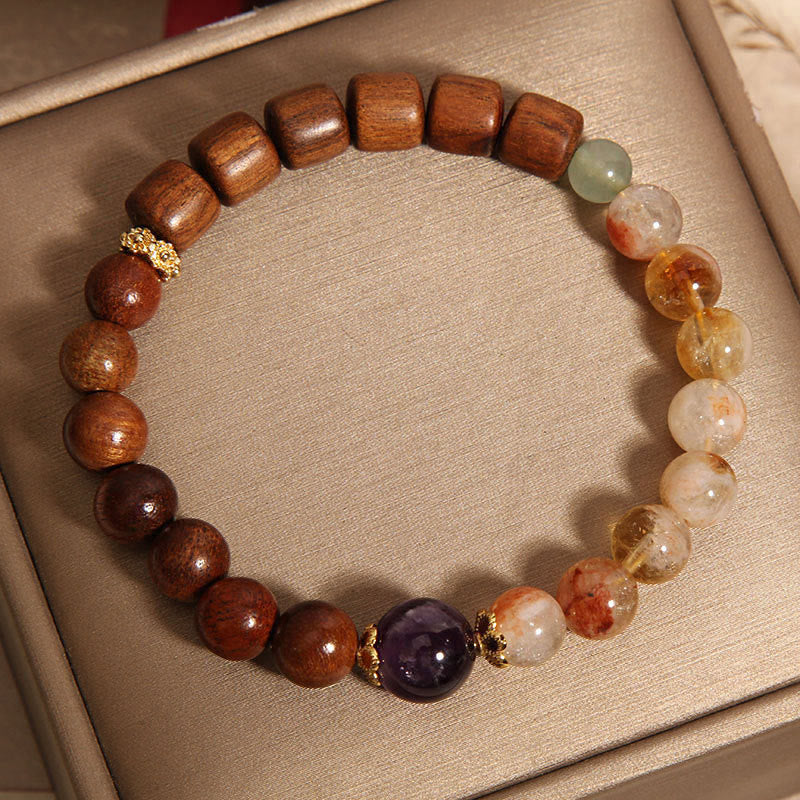 Buddha Stones Sandalwood Rosewood Citrine Protection Bracelet - image 9