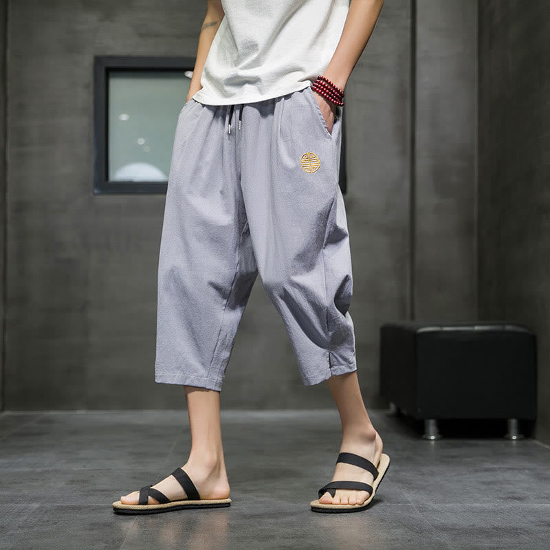 Buddha Stones Summer Men's Drawstring Cropped Pants With Pockets - DarkGray - US/UK/AU44，EU54 (5XL) - image 17