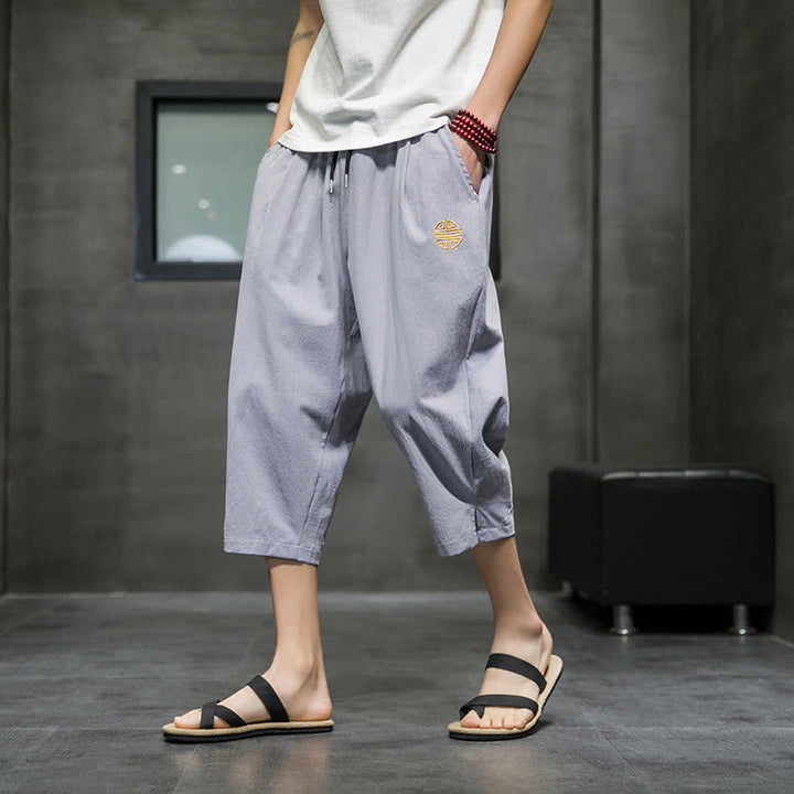 Buddha Stones Summer Men's Drawstring Cropped Pants With Pockets - DarkGray - US/UK/AU44，EU54 (5XL) - image 17