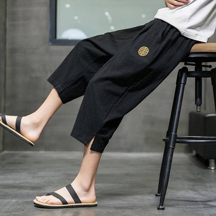 Buddha Stones Summer Men's Drawstring Cropped Pants With Pockets - image 16