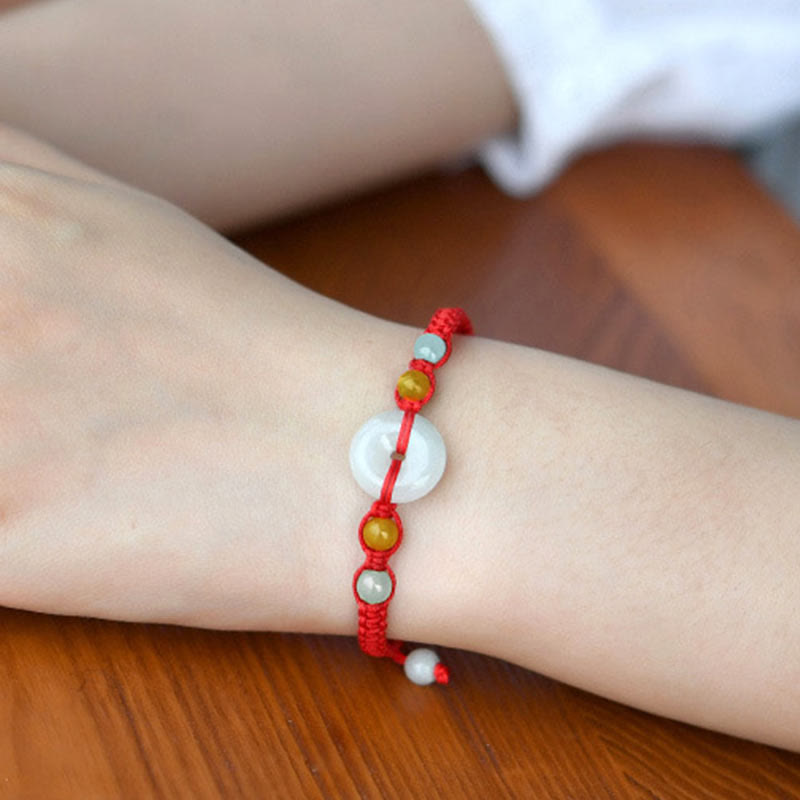 Buddha Stones Jade Peace Buckle Luck Red String Bracelet - image 4