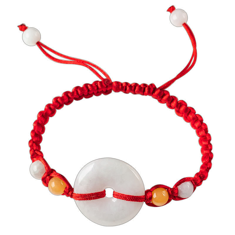Buddha Stones Jade Peace Buckle Luck Red String Bracelet - image 2
