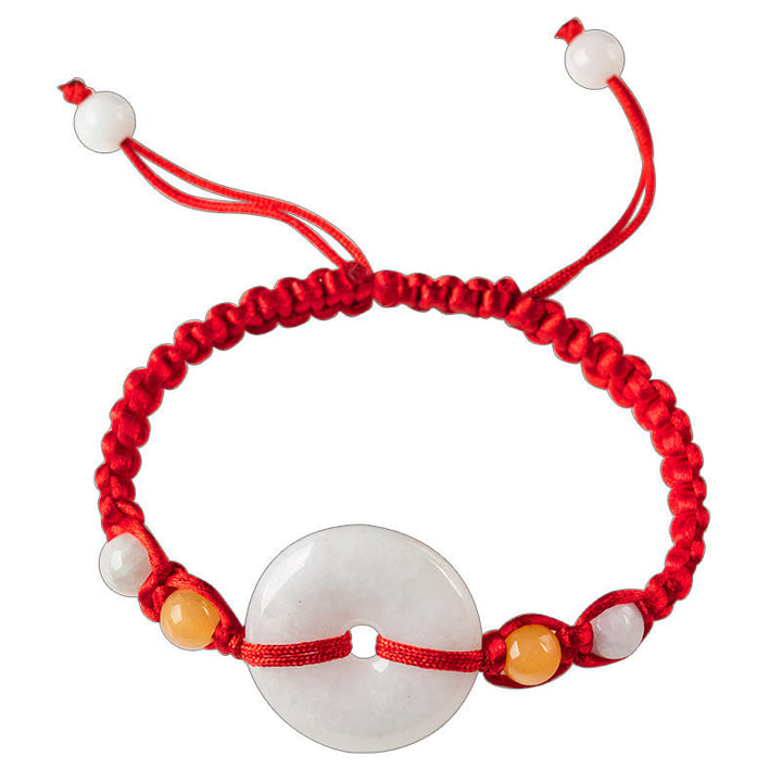 Buddha Stones Jade Peace Buckle Luck Red String Bracelet - image 2