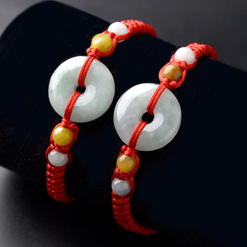 Buddha Stones Jade Peace Buckle Luck Red String Bracelet - image 10
