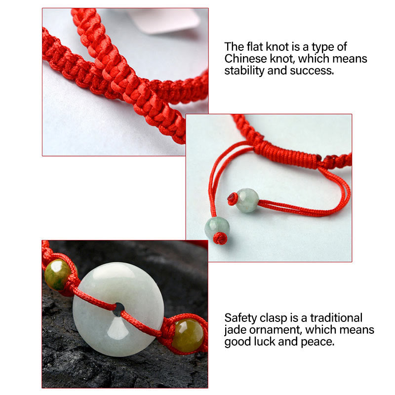 Buddha Stones Jade Peace Buckle Luck Red String Bracelet - image 13