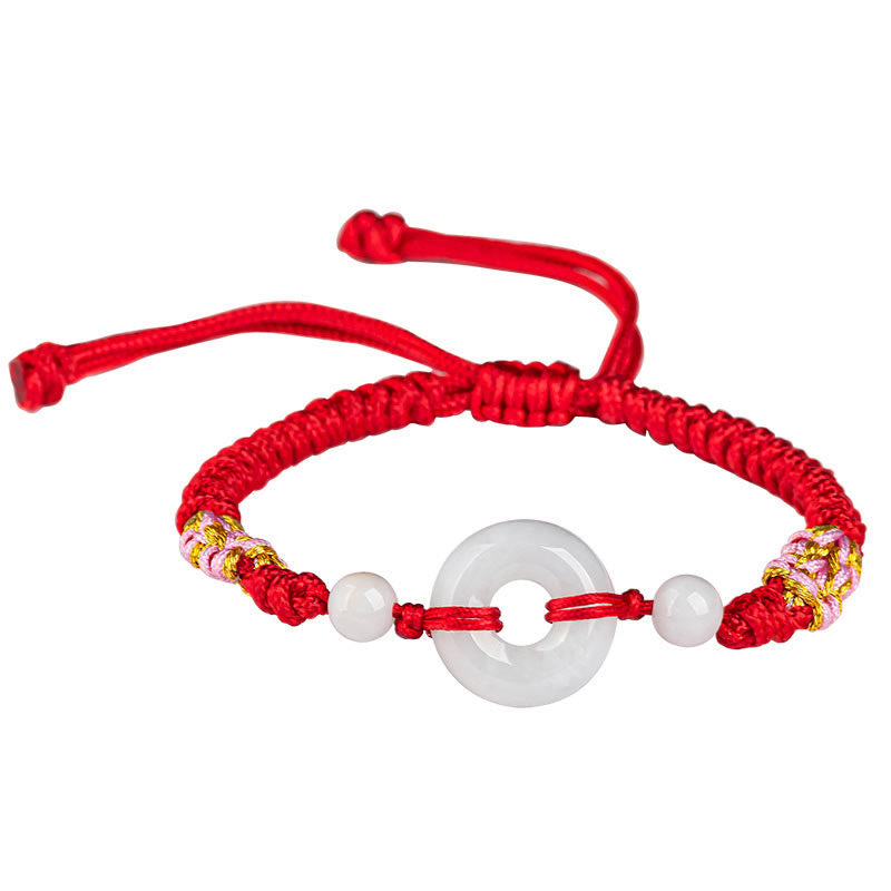 Buddha Stones Jade Luck Abundance Red String Bracelet - image 1