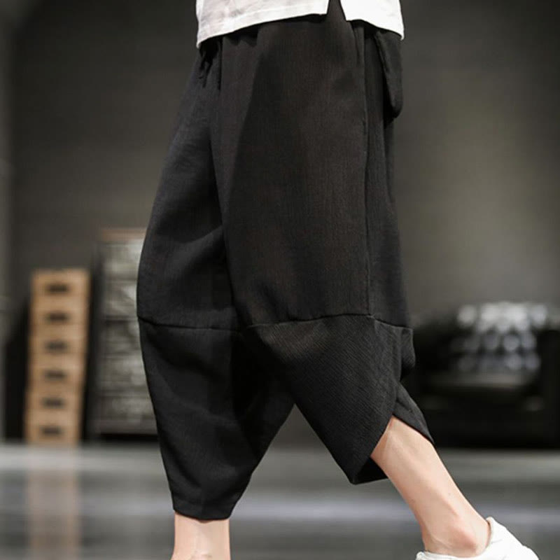 Buddha Stones Summer Solid Men's Cropped Pants With Pockets - Black - US/UK/AU46，EU56 (5XL)  - image 23