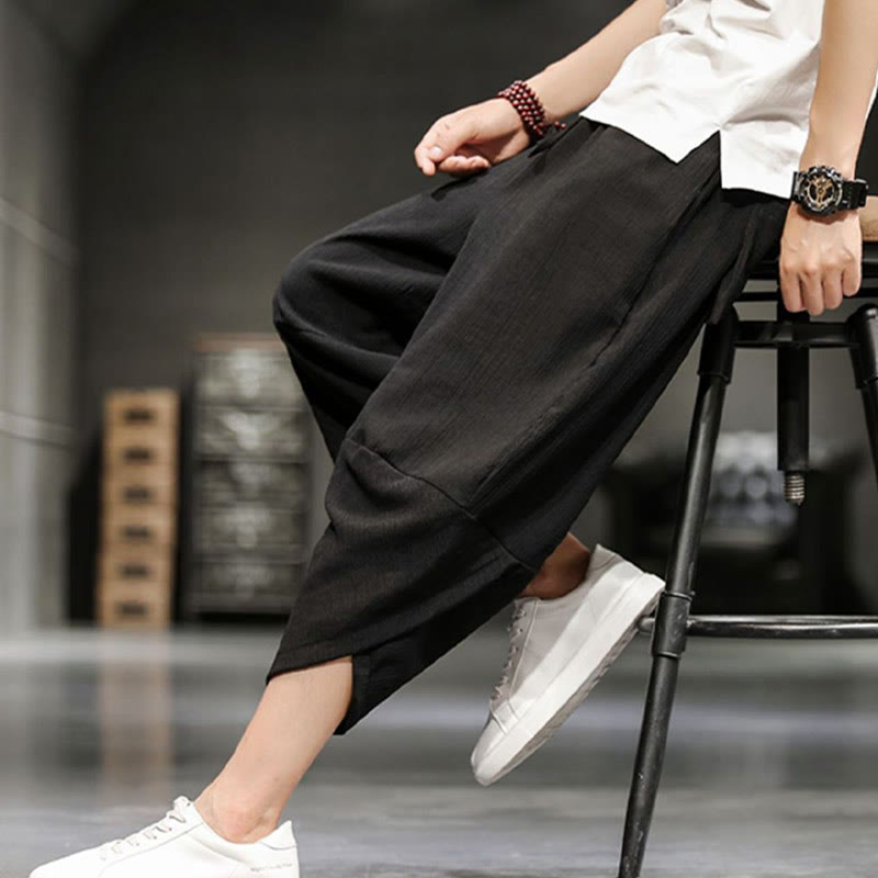 Buddha Stones Summer Solid Men's Cropped Pants With Pockets - image 27