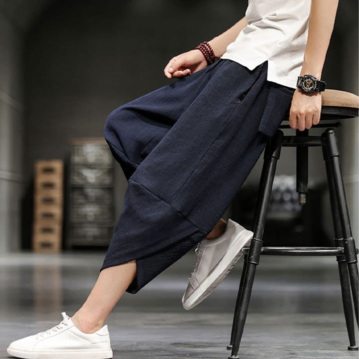 Buddha Stones Summer Solid Men's Cropped Pants With Pockets - image 19