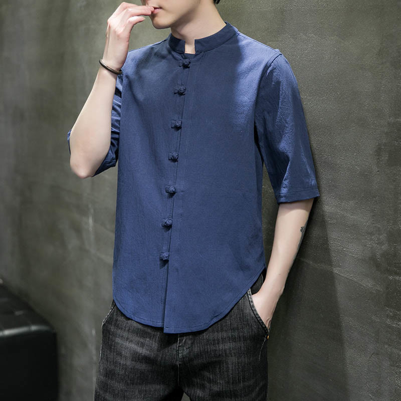 Buddha Stones Plain Color Men's Half Sleeve Cotton Shirt - image 27