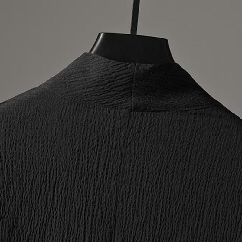 Buddha Stones Solid Color Three Quarter Sleeve Shirt Casual Pants Clothing Men's Set - image 13