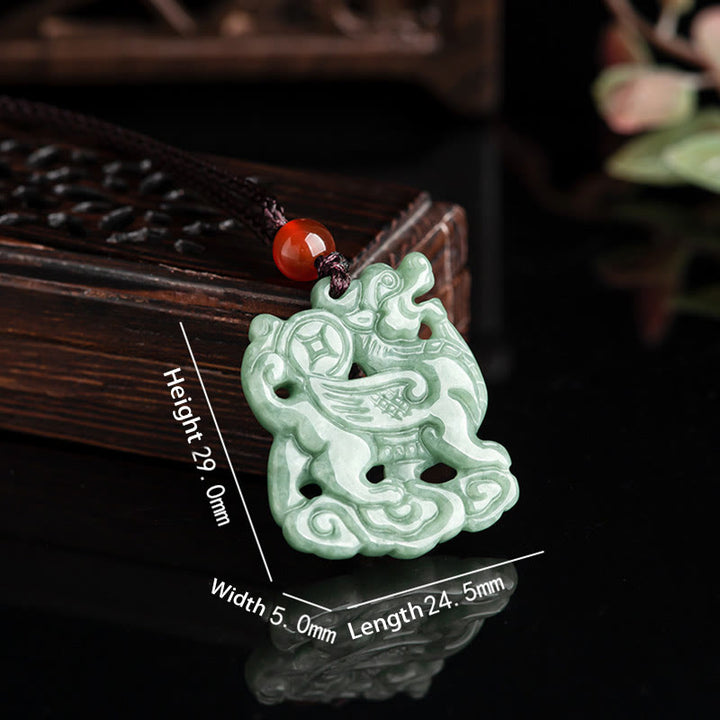 Buddha Stones Jade PiXiu Wealth Luck String Necklace Pendant - image 2