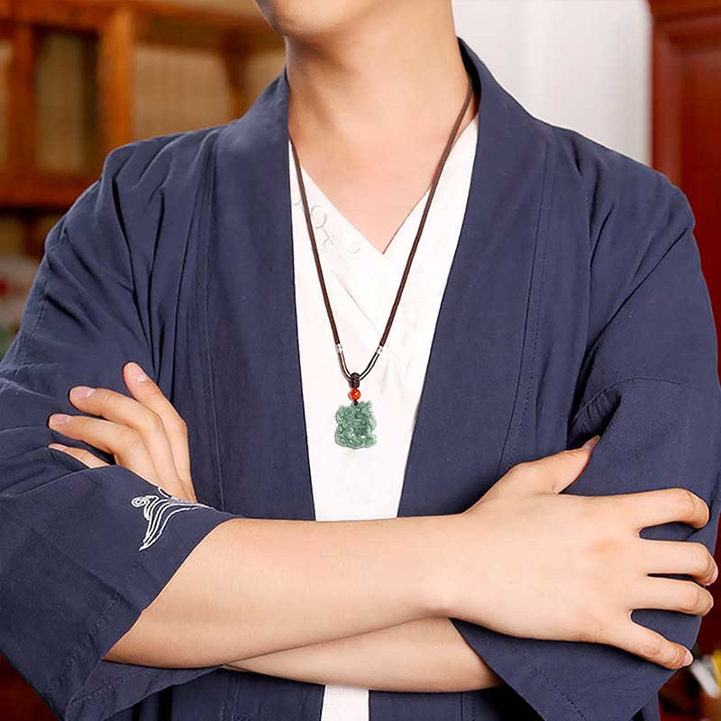 Buddha Stones Jade PiXiu Wealth Luck String Necklace Pendant - image 3