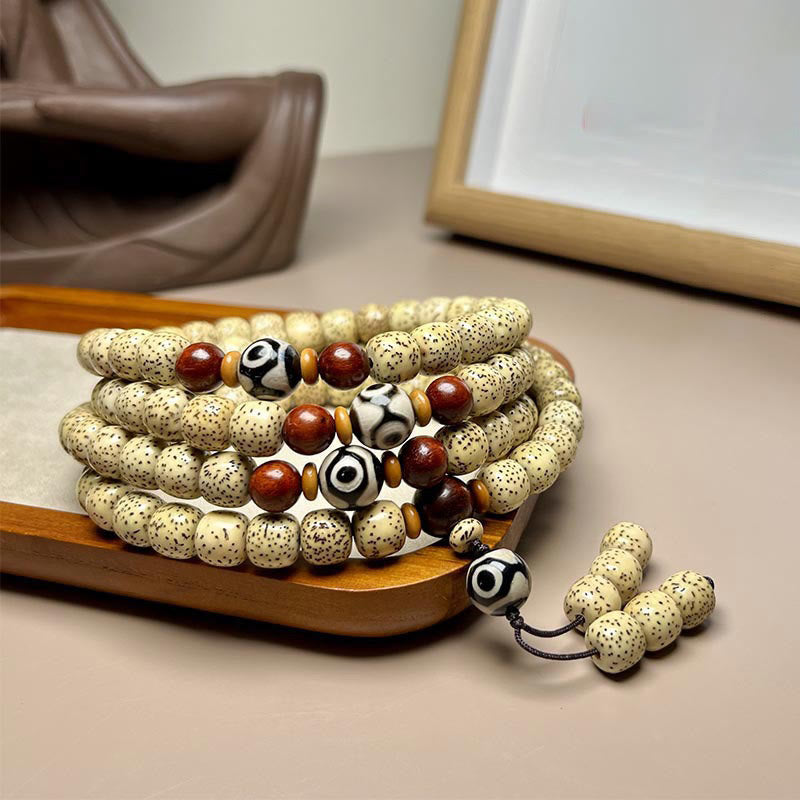 Buddha Stones 108 Mala Beads Bodhi Seed Dzi Bead Keep Away Evil Spirits Bracelet - 9*10mm Bodhi Seed - image 0