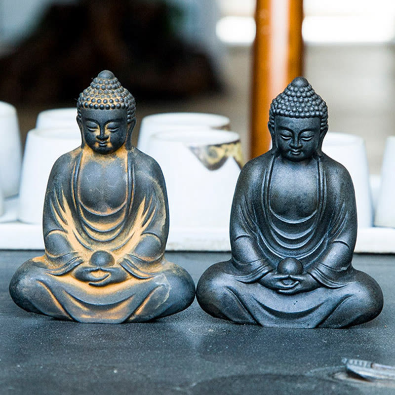 Buddha Stones Tibetan Meditating Buddha Iron Powder Rust Cast Resin Statue Serenity Decoration - image 17