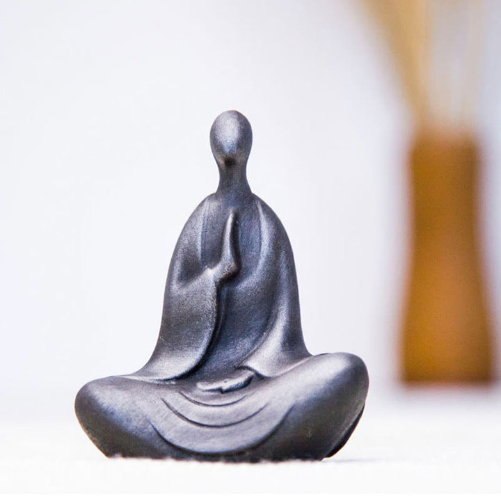 Buddha Stones Tibetan Buddha Iron Powder Rust Cast Resin Statue Desk Decoration - image 10