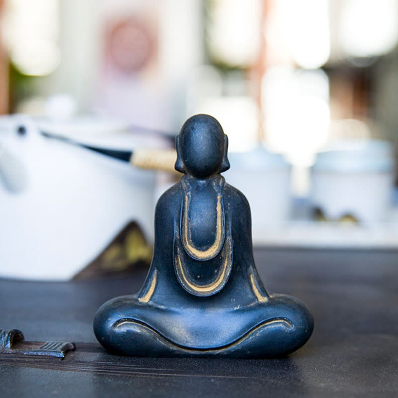 Buddha Stones Tibetan Buddha Iron Powder Rust Cast Resin Statue Desk Decoration - image 17