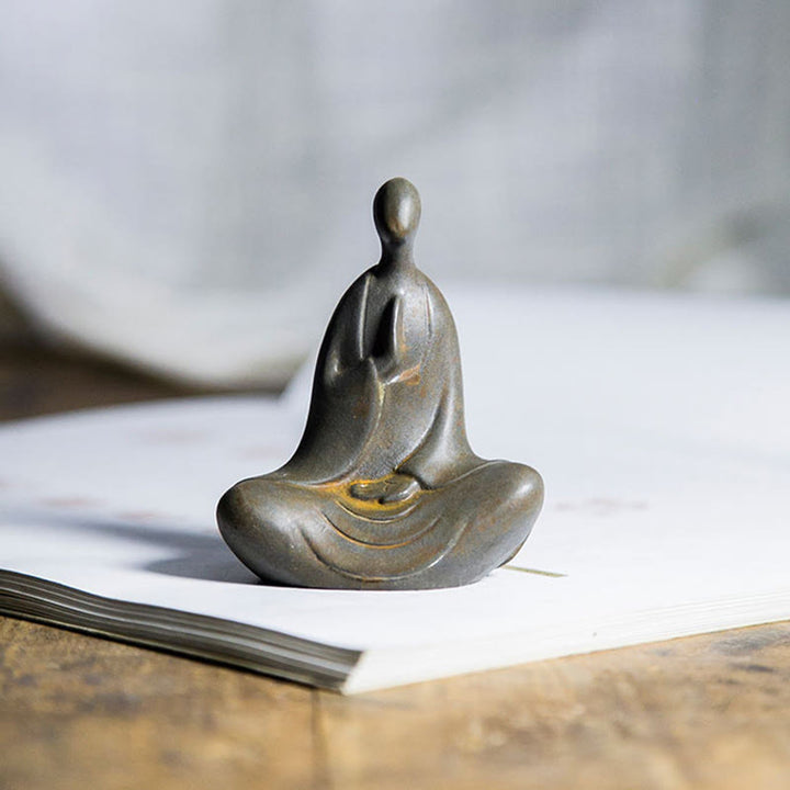 Buddha Stones Tibetan Buddha Iron Powder Rust Cast Resin Statue Desk Decoration - image 2