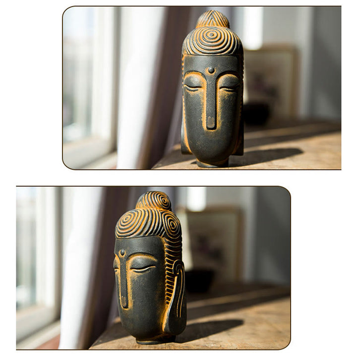 Buddha Stones Closed Eyes Meditating Buddha Iron Powder Rust Cast Resin Statue Home Decoration - image 11