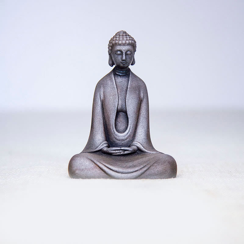 Buddha Stones Handmade Meditation Sakyamuni Buddha Iron Powder Rust Cast Resin Statue Decoration - Meditation Buddha - Polished Version 11*8.5*4.8cm - image 24