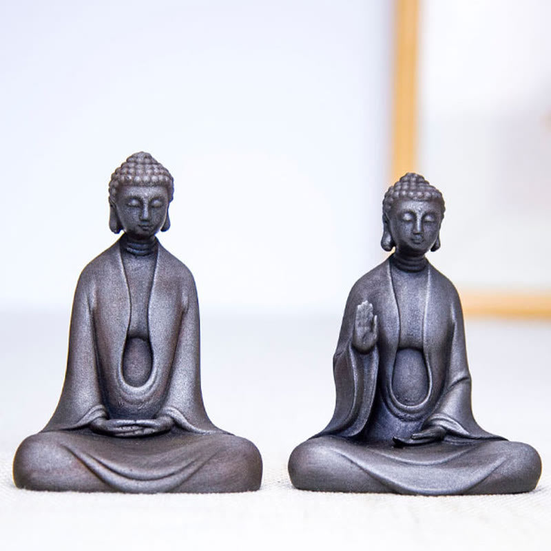 Buddha Stones Handmade Meditation Sakyamuni Buddha Iron Powder Rust Cast Resin Statue Decoration - image 33