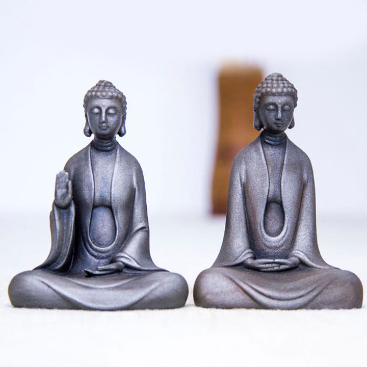 Buddha Stones Handmade Meditation Sakyamuni Buddha Iron Powder Rust Cast Resin Statue Decoration - image 31