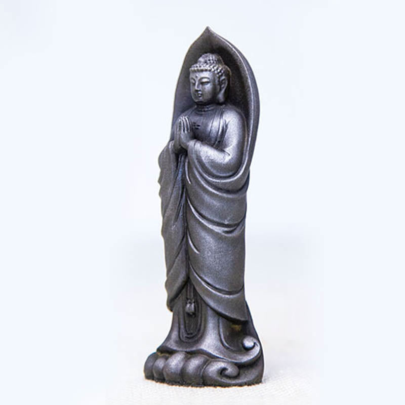 Buddha Stones Handmade Sakyamuni Buddha Namaste Iron Powder Rust Cast Resin Statue Decoration - image 19