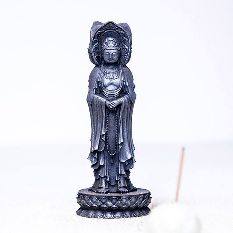 Buddha Stones Three-sided Kwan Yin Avalokitesvara Iron Powder Rust Cast Resin Statue Wealth Desk Decoration - image 23