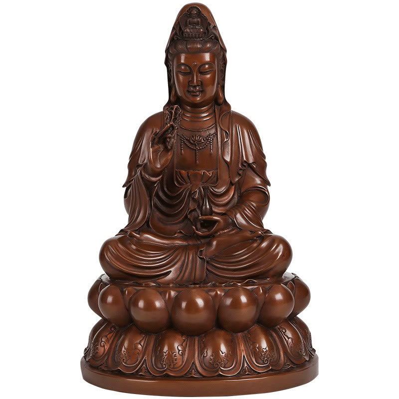 Buddha Stones Kwan Yin Avalokitesvara Lotus Wealth Copper Statue Home Desk Decoration - image 20