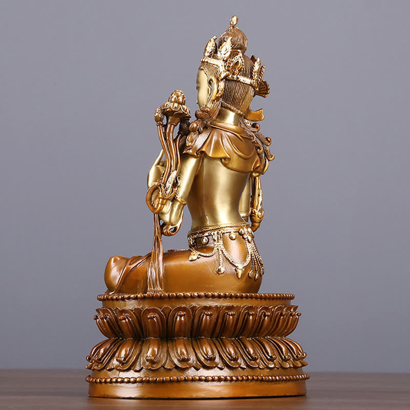 Buddha Stones Bodhisattva Green Tara Figurine Protection Brass Copper Statue Home Offering Decoration - image 3
