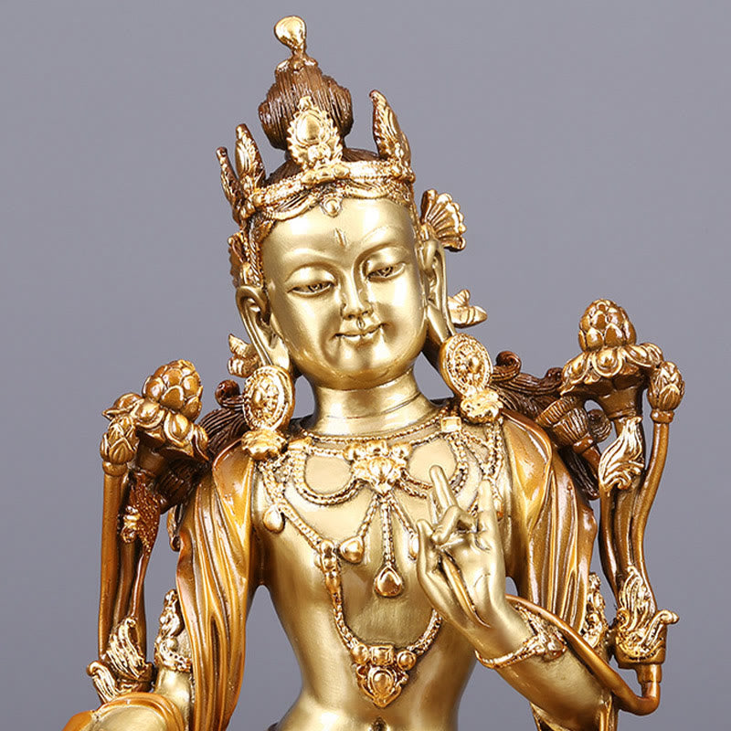 Buddha Stones Bodhisattva Green Tara Figurine Protection Brass Copper Statue Home Offering Decoration - image 6