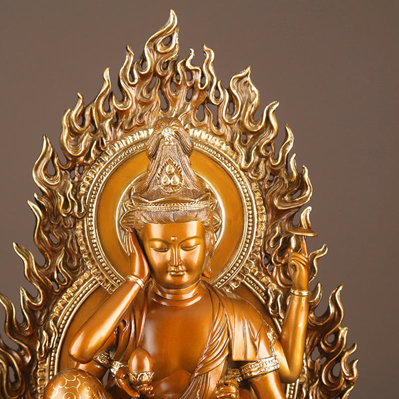 Buddha Stones Kwan Yin Avalokitesvara Success Brass Copper Statue Home Desk Altar Decoration - image 7